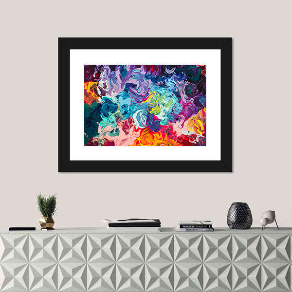 Colorful Acrylic Abstract with Thick Paint Swirls Canvas Wall Art