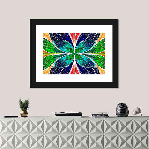 Stained Glass Fractal Butterfly Canvas Wall Art
