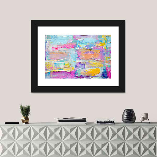 Layered Brushstrokes in Blue and Pink Canvas Wall Art