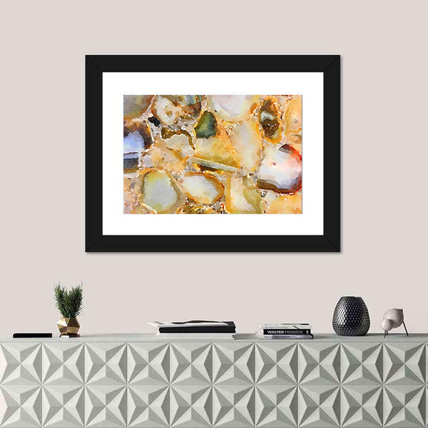Watercolor Agate Gemstone Mosaic Canvas Wall Art