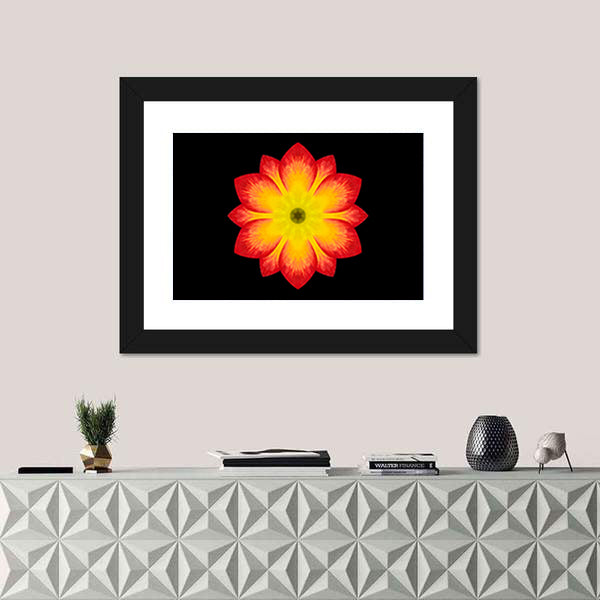 Red And Yellow Flower Mandala Canvas Wall Art