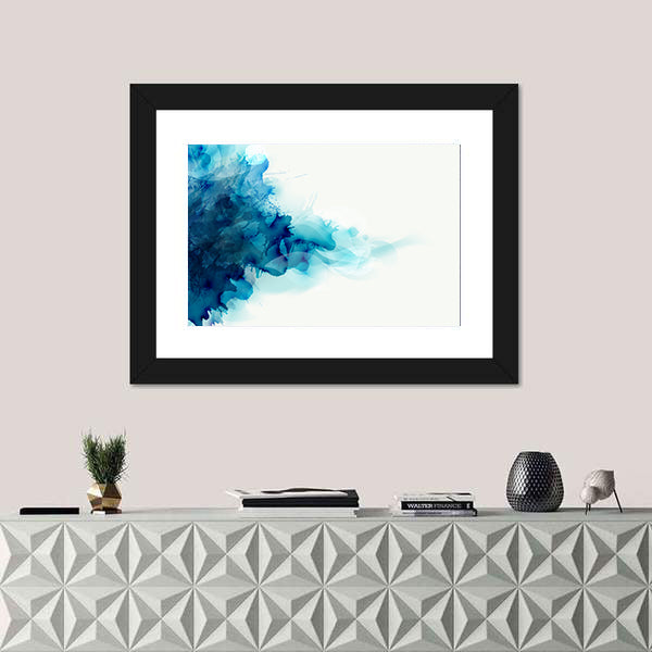 Blue Watercolor Ink Blot Canvas Wall Art