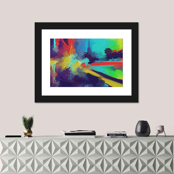 Expressionist Color Burst with Yellow-white Highlight Canvas Wall Art