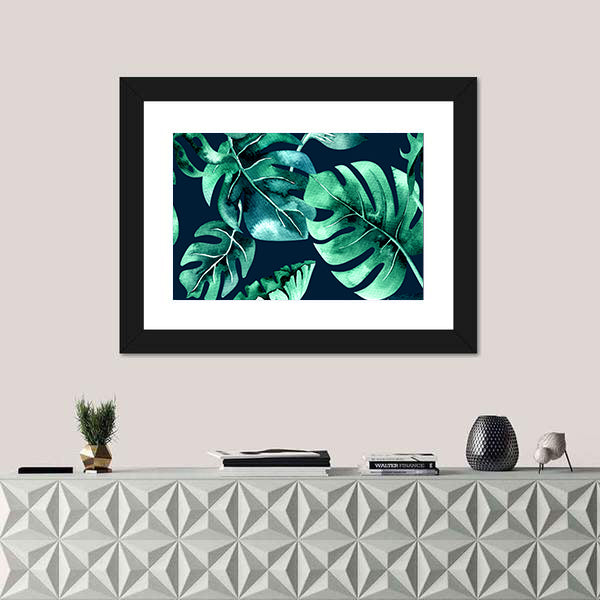 Dense Tropical Leaf Pattern Canvas Wall Art