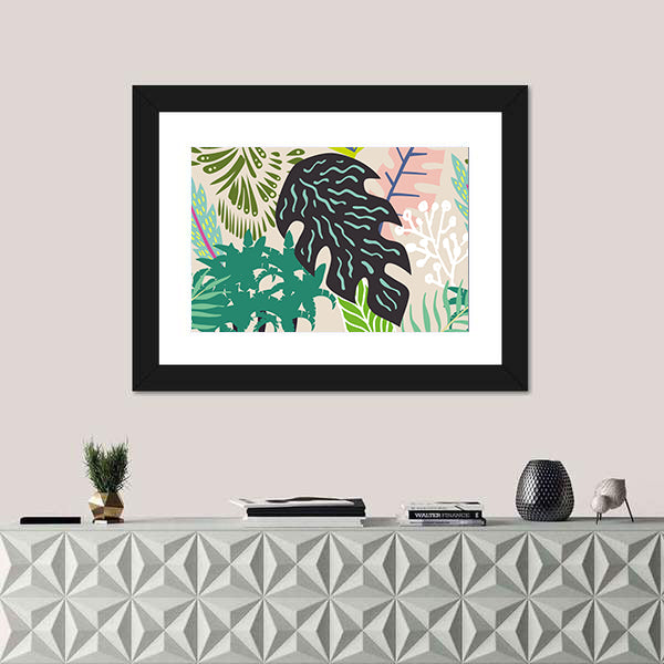 Abstract Palm Leaves Collage Canvas Wall Art