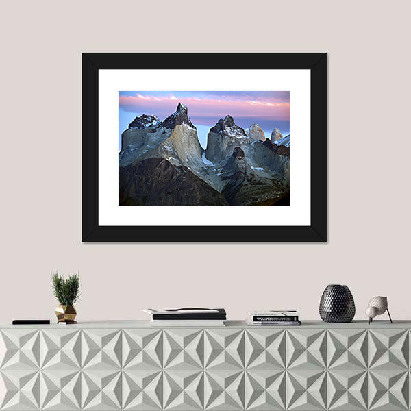 Torres Del Paine Mountain Peaks at Sunrise Canvas Wall Art