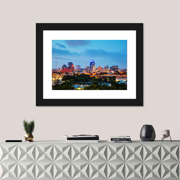 San Antonio Evening Cityscape In Texas Canvas Wall Art