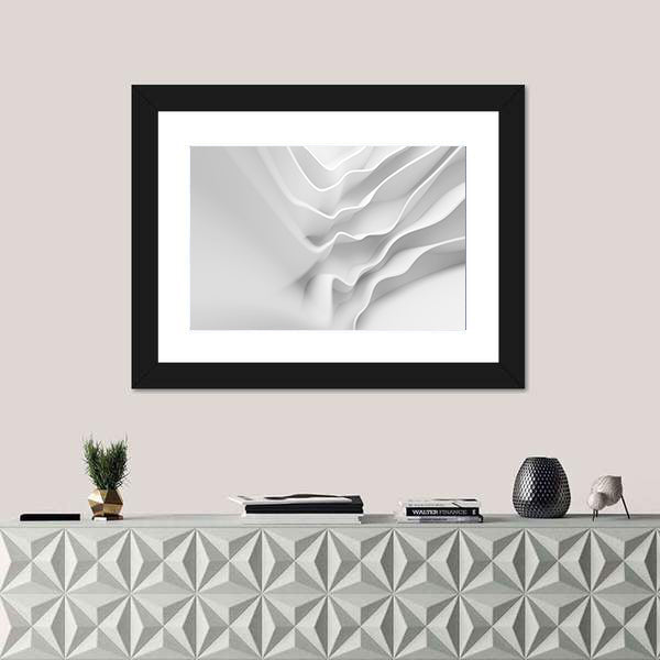 White Architectural Abstract with Layered Forms Canvas Wall Art