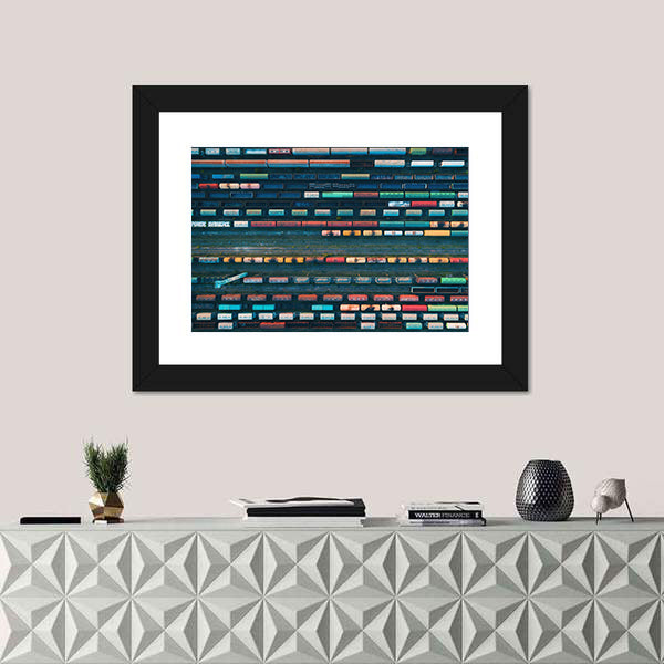 Cargo Trains Close Up Canvas Wall Art