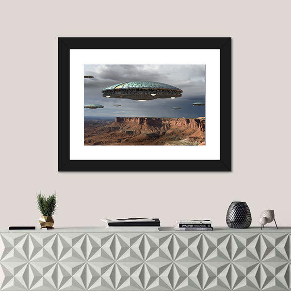Alien Fleet Over the Grand Canyon Canvas Wall Art
