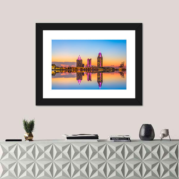 Alabama Downtown Skyline at Dusk Canvas Wall Art
