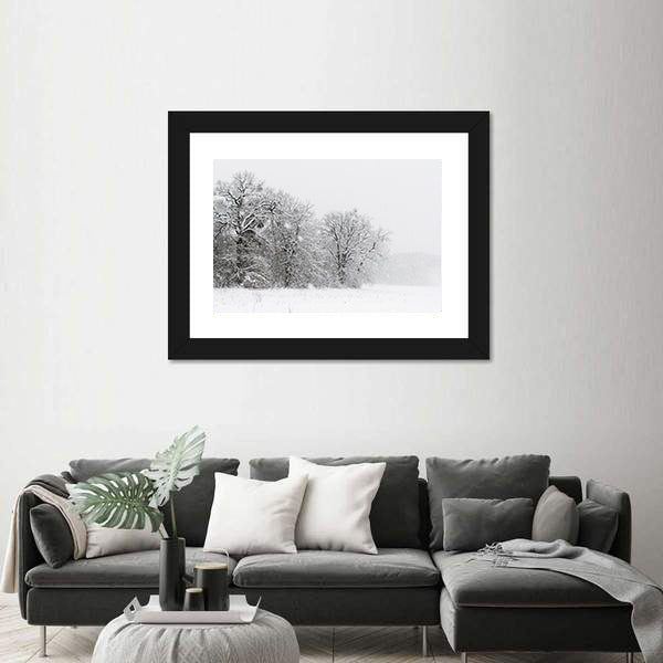Minimalist Snowy Trees Canvas Wall Art