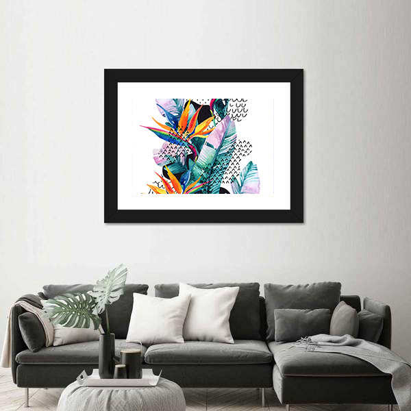 Tropical Watercolor Paradise Flowers Canvas Wall Art