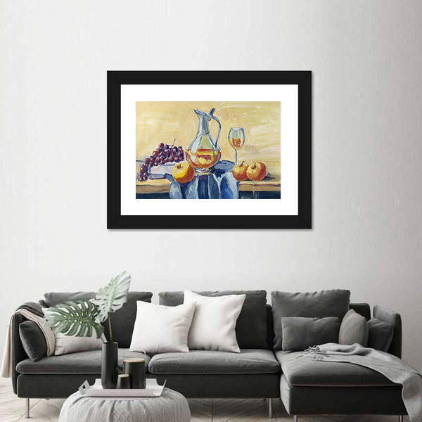 Classical Still Life with Pitcher and Fruit Canvas Wall Art