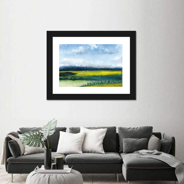 Hand-drawn Fields Watercolor Canvas Wall Art