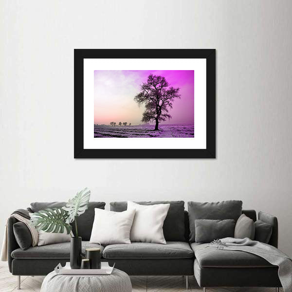 Winter Landscape In Morning Canvas Wall Art