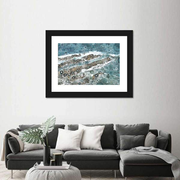 Mosaic Ocean Wave Texture Canvas Wall Art