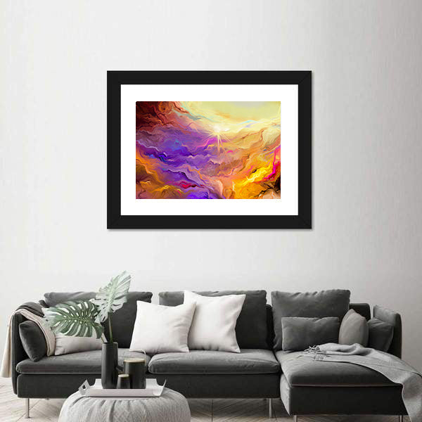 Purple Yellow Brush Stroke Abstract Canvas Wall Art