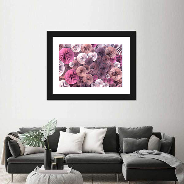 Quilled Paper Roses Abstract Canvas Wall Art