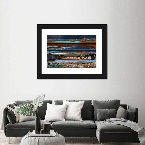 Under Pier Rusted Beams and Weathered Wood Canvas Wall Art