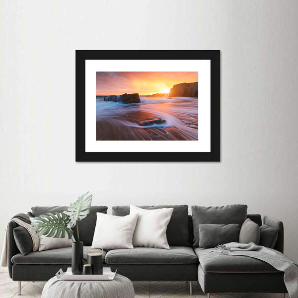 Quiberon Coastline at Sunset Canvas Wall Art