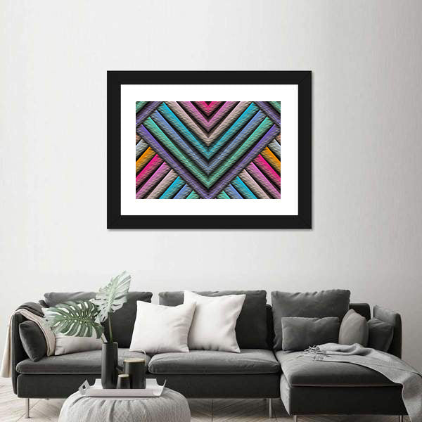 3d Striped Embroidery Chevron Canvas Wall Art