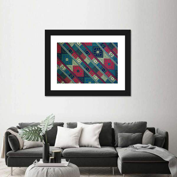 Bhutan Handwoven Textile Texture Canvas Wall Art