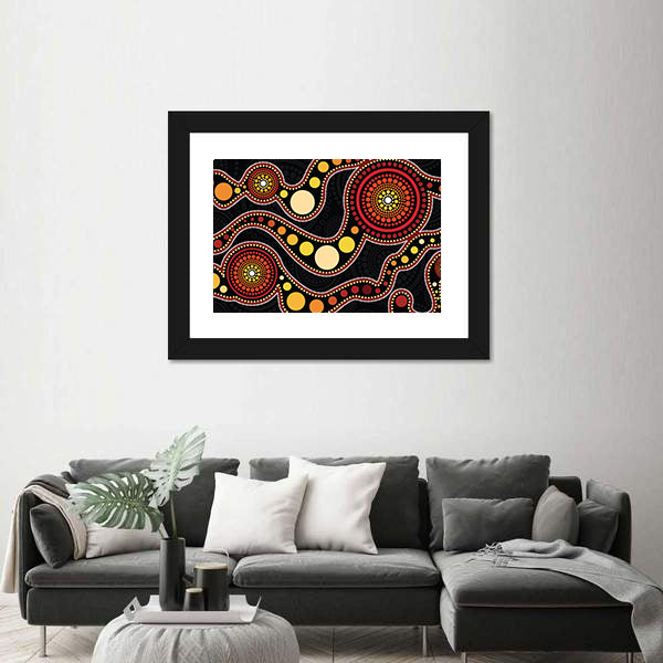 Connection Concept Aboriginal Dot Painting Canvas Wall Art
