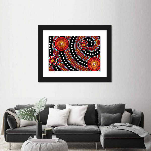 Aboriginal Dot Painting Motifs Canvas Wall Art