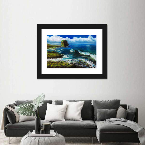 Coastal Landscape with Sea Stack Canvas Wall Art