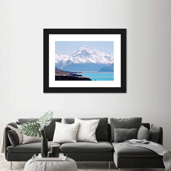 Mount Cook Over Turquoise Lake Pukaki Canvas Wall Art
