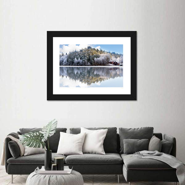House By Lake Hill In Sweden Canvas Wall Art