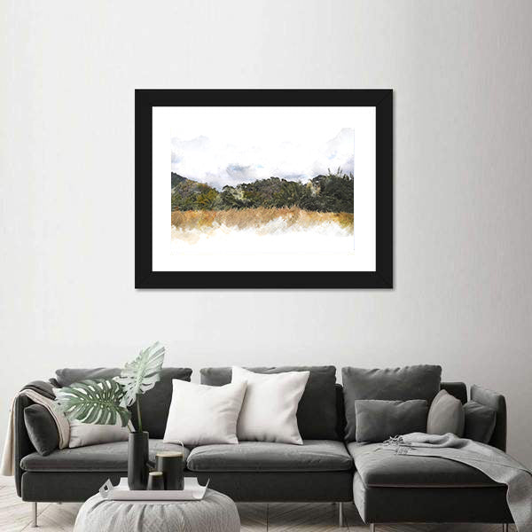 Watercolor Mountain Silhouette Canvas Wall Art