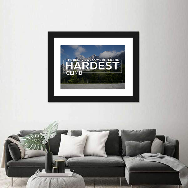 Workout Quote Over Alpine Mountain Road Canvas Wall Art