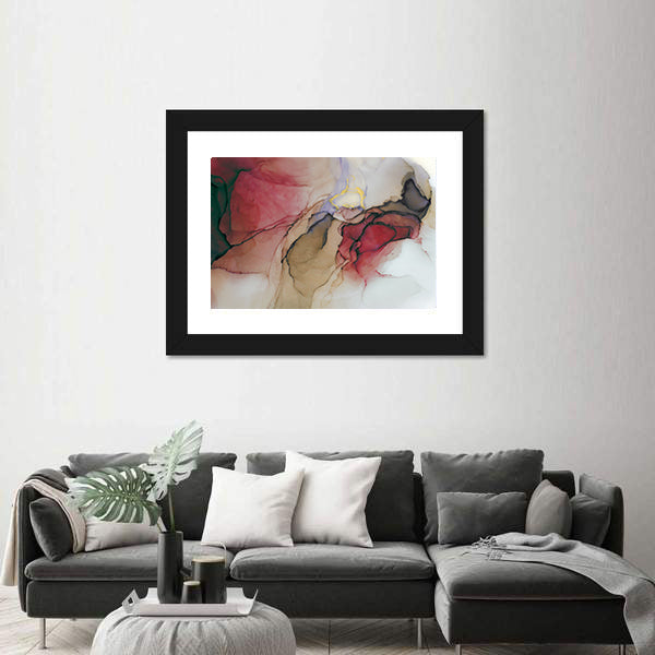 Alcohol Ink Abstract with Gold Accents Canvas Wall Art