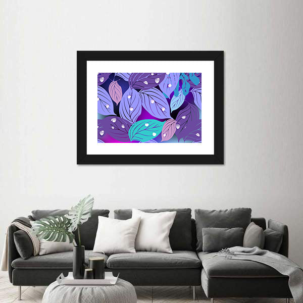 Purple Teal Leaf Texture Canvas Wall Art