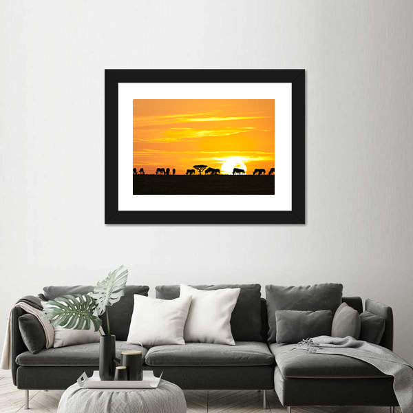 Sunrise In Serengeti National Park In Tanzania Canvas Wall Art