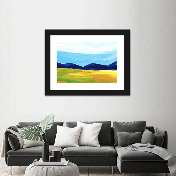 Scenic Mountains Field Artwork Canvas Wall Art