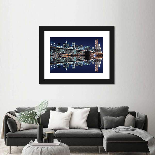 Brooklyn Bridge and Manhattan Skyline Reflection Canvas Wall Art