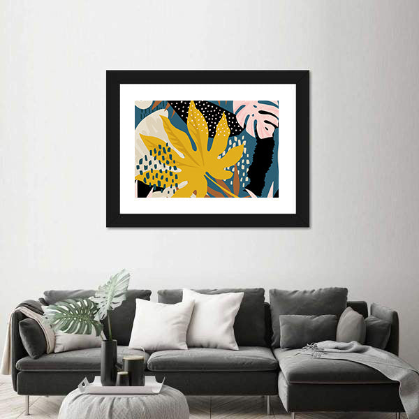 Abstract Tropical Leaves Pattern Canvas Wall Art