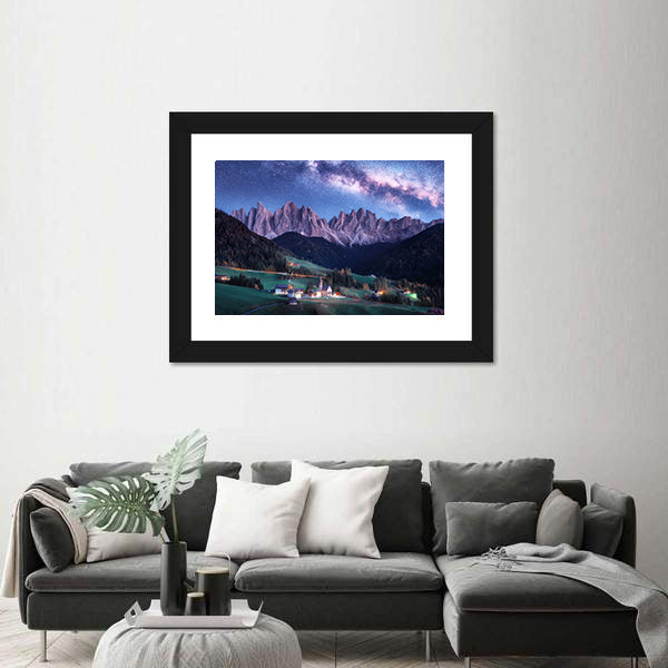 Santa Maddalena And Milky Way In Italy Canvas Wall Art