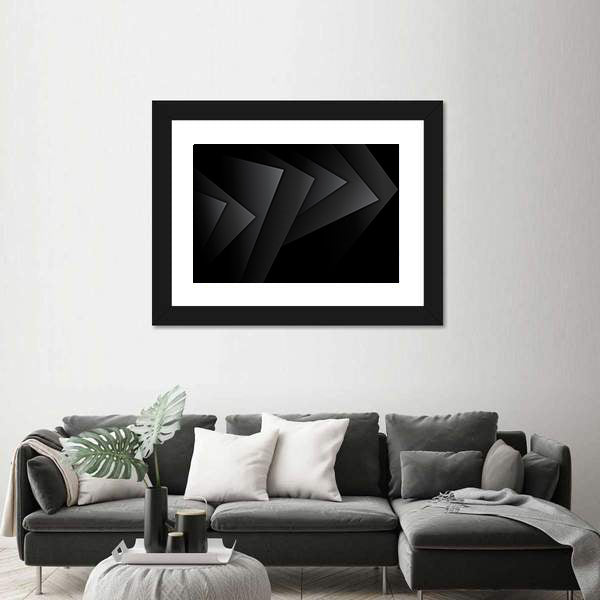 Dark Textured Geometric Layers Canvas Wall Art