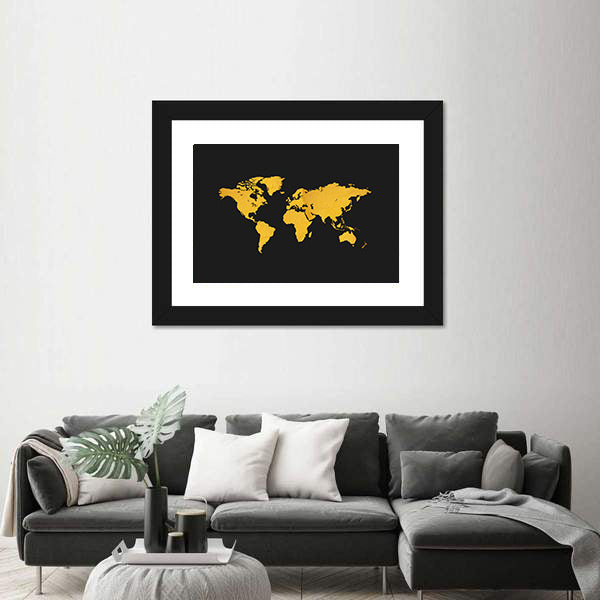 Gold Texture World Map Canvas Wall Art