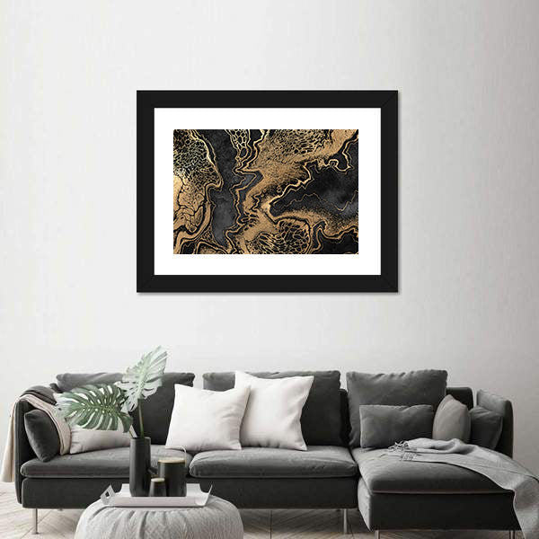 Gold Veined Marble Texture Canvas Wall Art