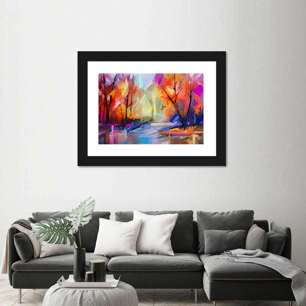 Autumn Forest Path Abstract Canvas Wall Art