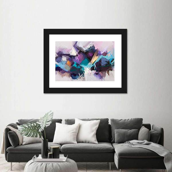 Textured Purple Geometric Abstract Canvas Wall Art