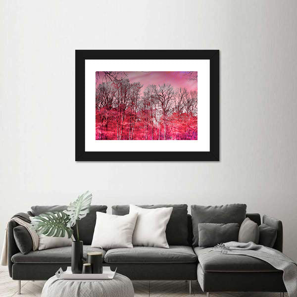 Surreal Pink Winter Forest Canvas Wall Art