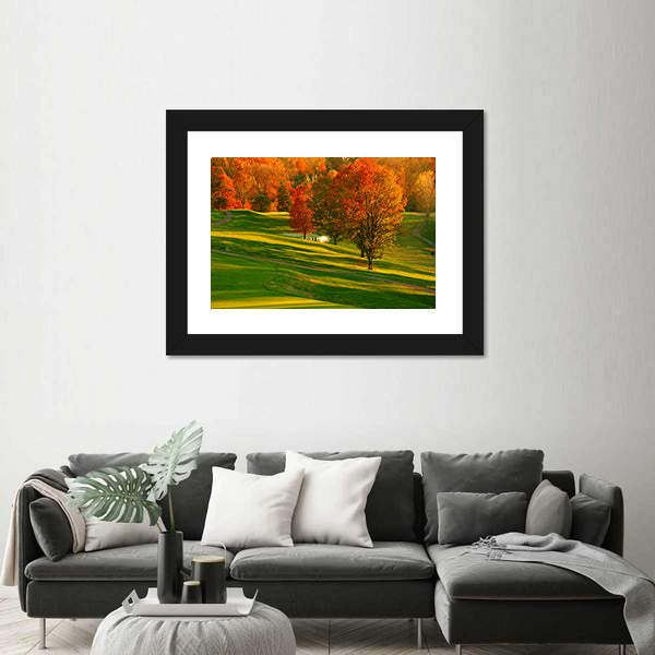 Sunset At The Golf Course Canvas Wall Art