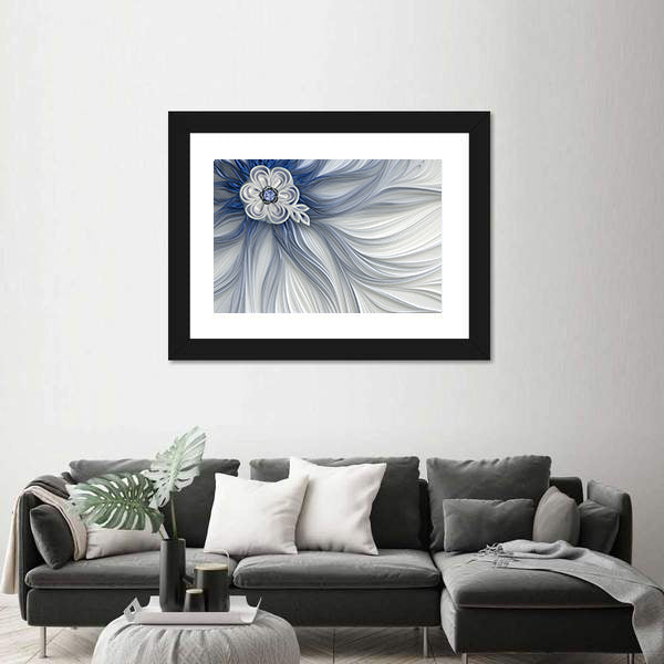 Blue Jeweled Fractal Flower Canvas Wall Art