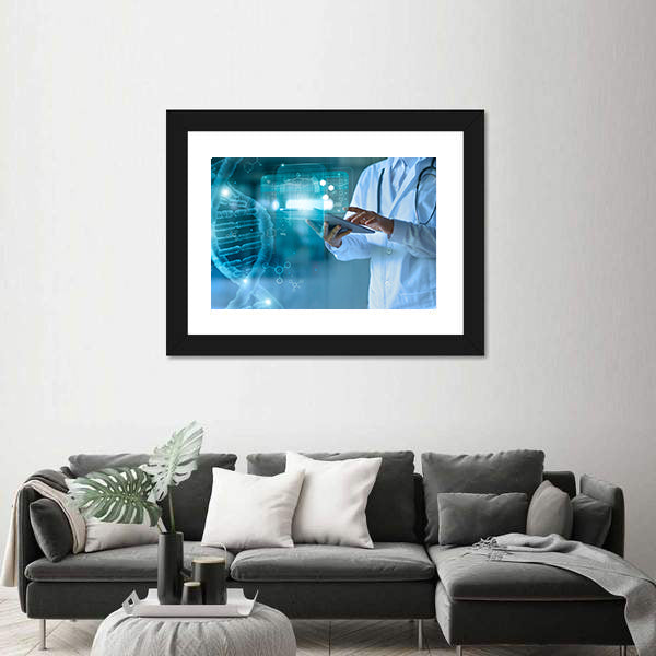 Medical Technology Concept with Doctor and Holographic Display Canvas Wall Art